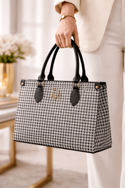 Black - and - White Houndstooth Bag – Stylish and Chic Accessory - Bagmora