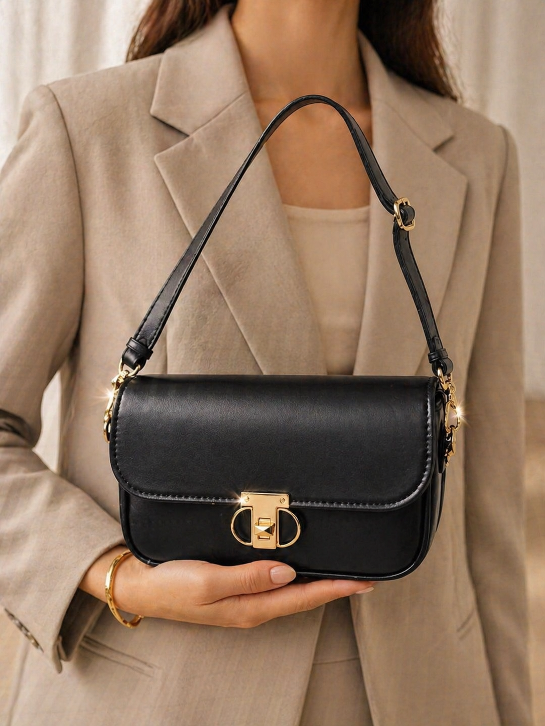 Luxe Minimal Flap Shoulder Bag - Bagmora