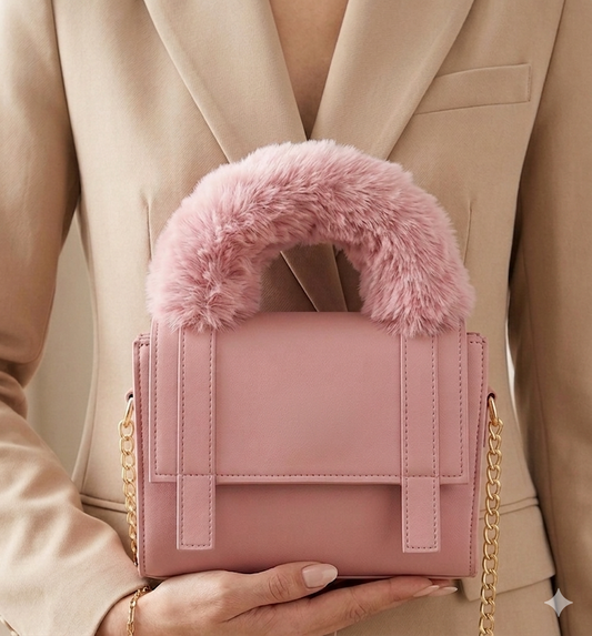 Luxe Fur Handle Crossbody Bag - Bagmora