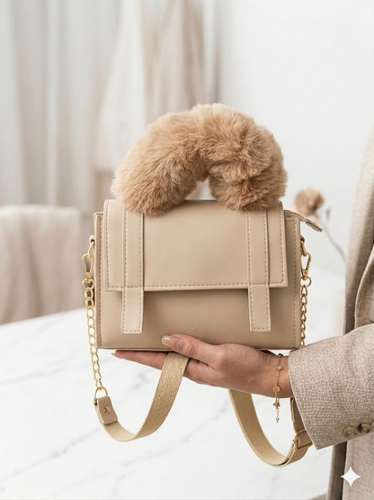 Luxe Fur Handle Crossbody Bag - Bagmora