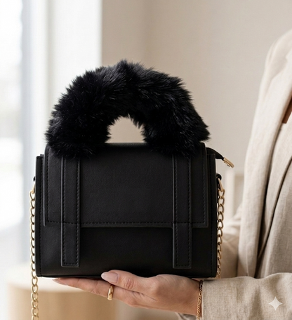 Luxe Fur Handle Crossbody Bag - Bagmora