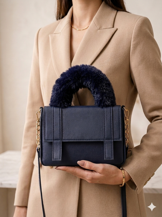 Luxe Fur Handle Crossbody Bag - Bagmora